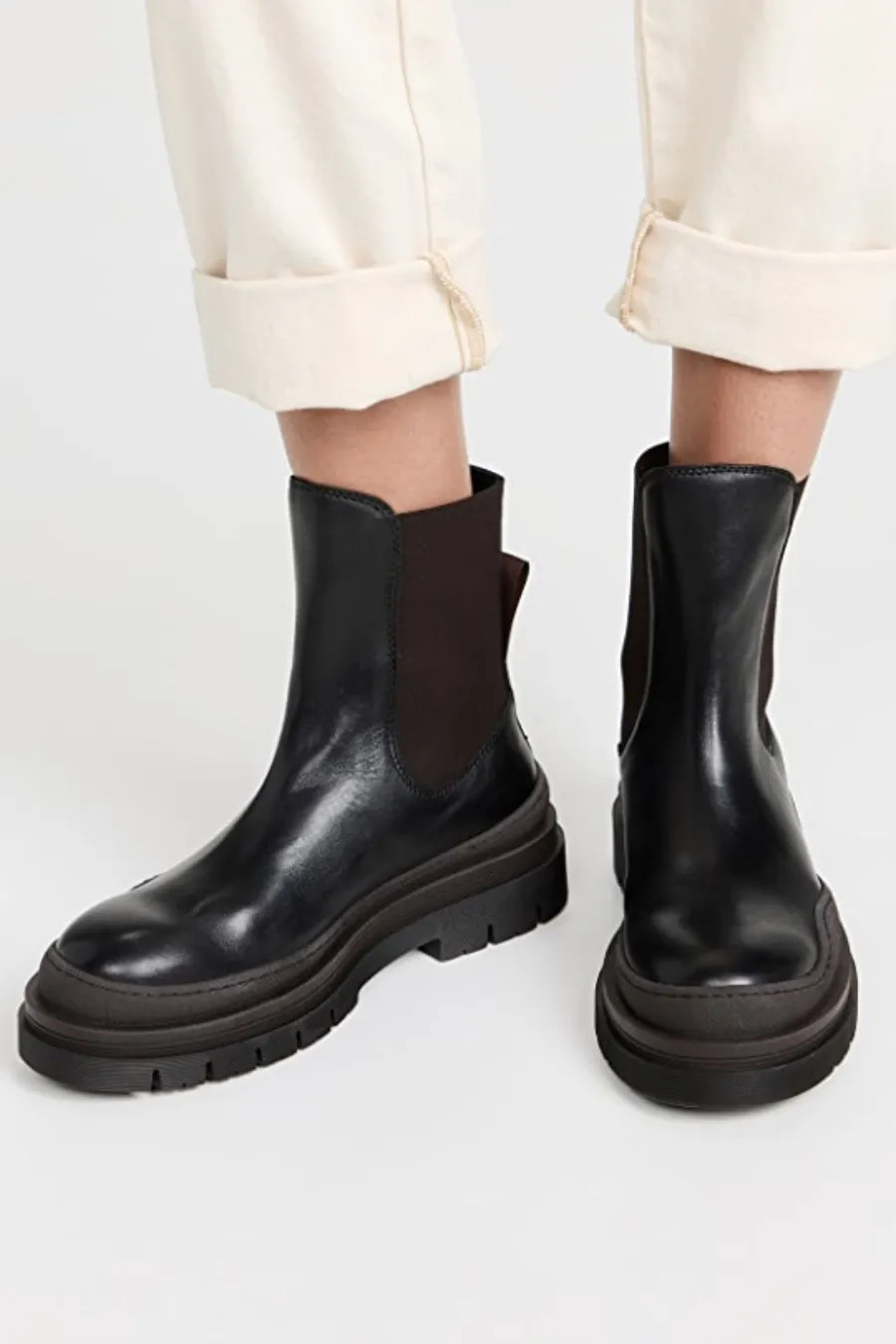 Alli Leather Chelsea Boots Black/ Dark Brown