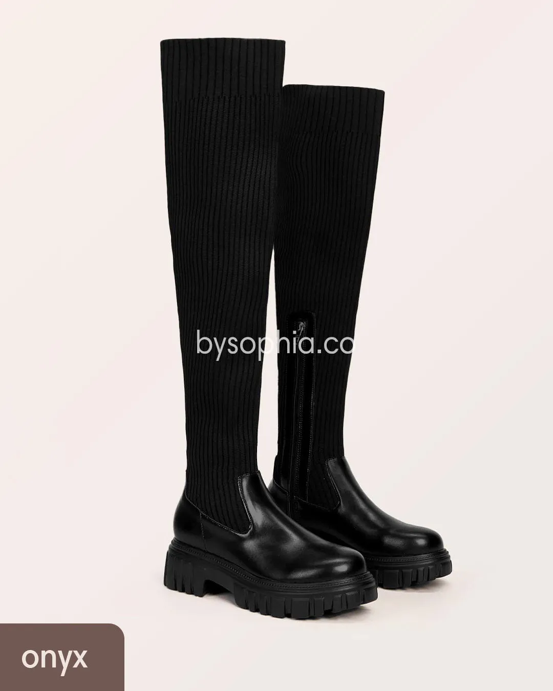 Ava Thigh High Stretch Knit Boots