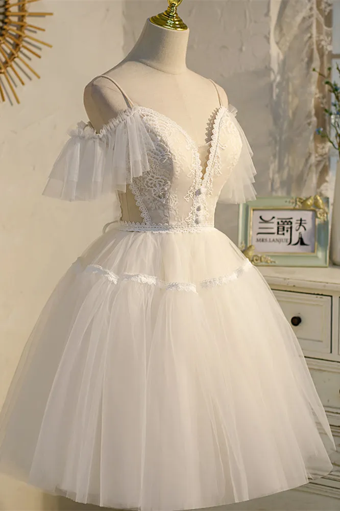 Black 2 Styles Tulle Straps Plunging V Homecoming Dress