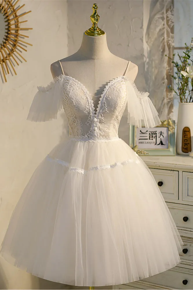 Black 2 Styles Tulle Straps Plunging V Homecoming Dress