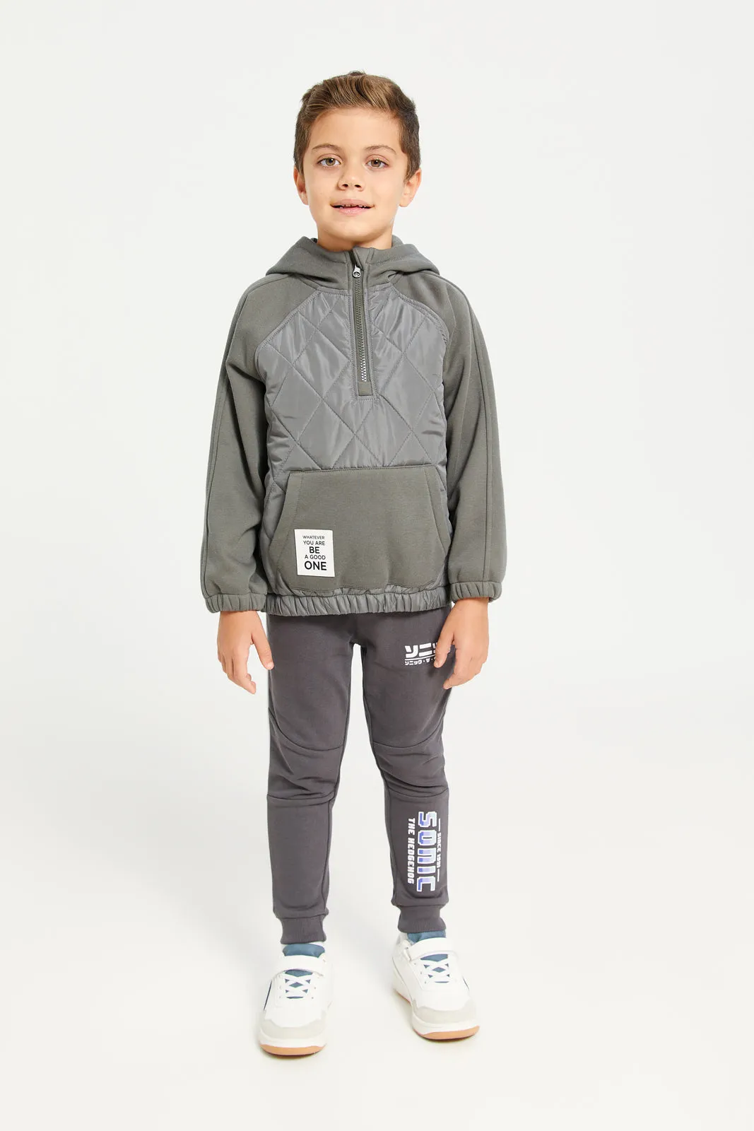 Boys Grey Hooded Sweatshirt
