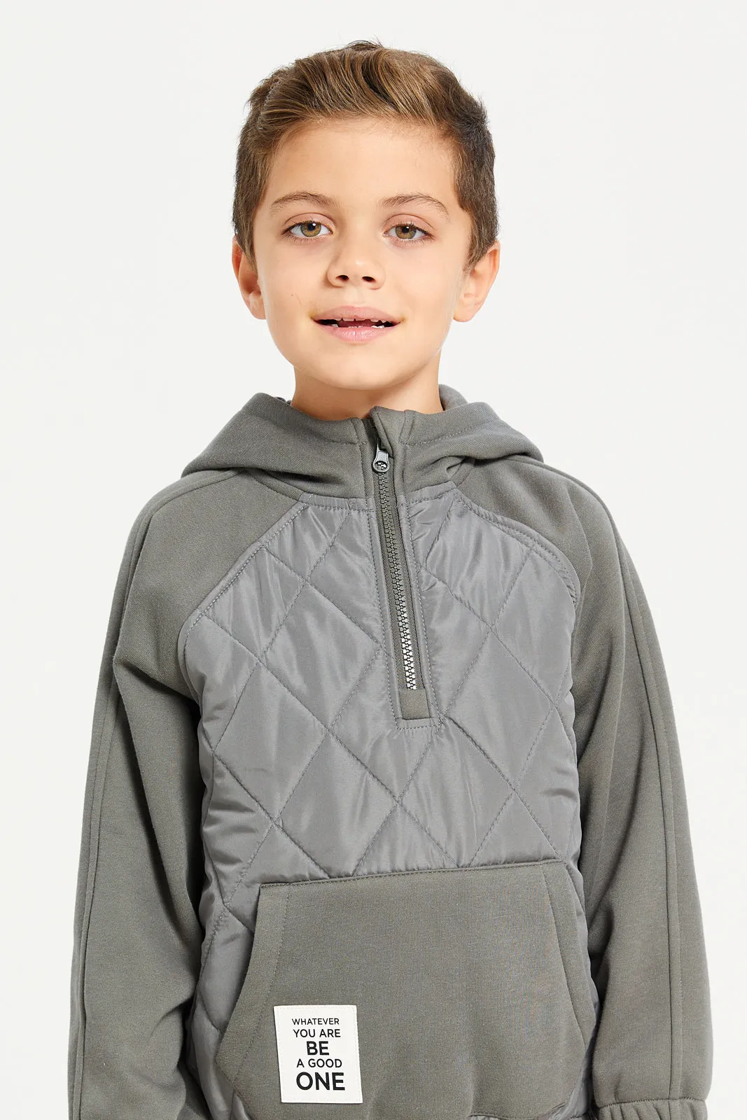 Boys Grey Hooded Sweatshirt