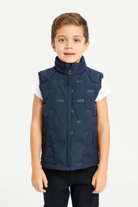 Boys Navy Embossed Padded Vest
