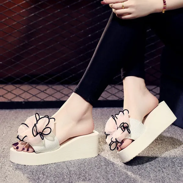 Casual Thick Non-slip Bow Beach Slippers