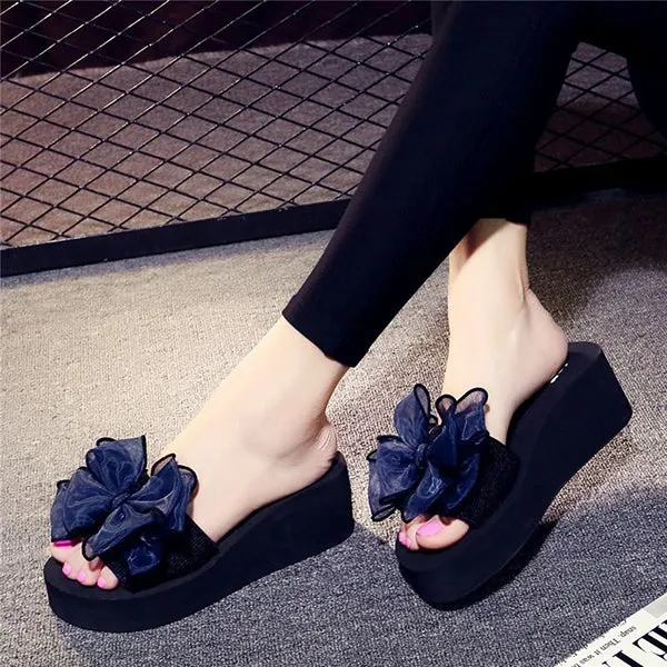 Casual Thick Non-slip Bow Beach Slippers