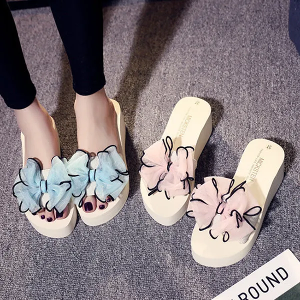 Casual Thick Non-slip Bow Beach Slippers