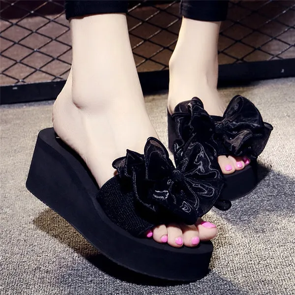 Casual Thick Non-slip Bow Beach Slippers