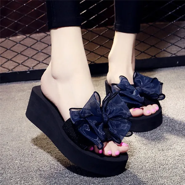 Casual Thick Non-slip Bow Beach Slippers