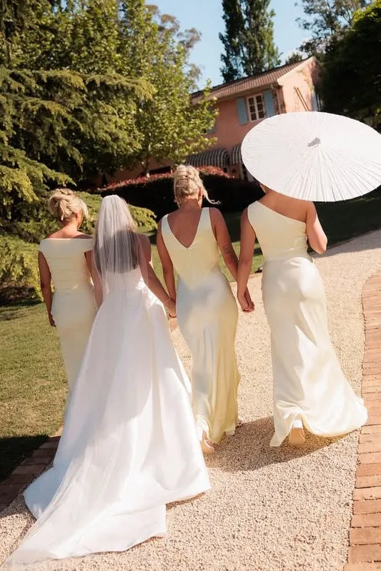Cute Yellow Satin Empire Different Styles Bridesmaid Dress