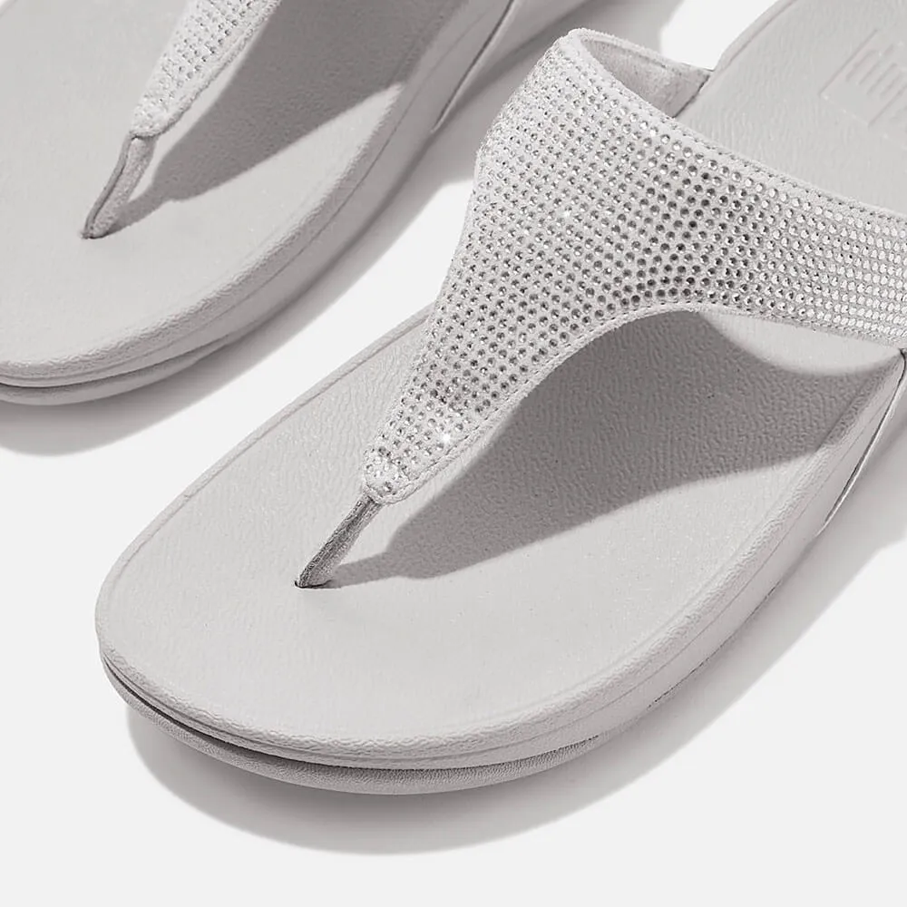 FitFlop Lulu Crystal Embellished Sandals - Silver