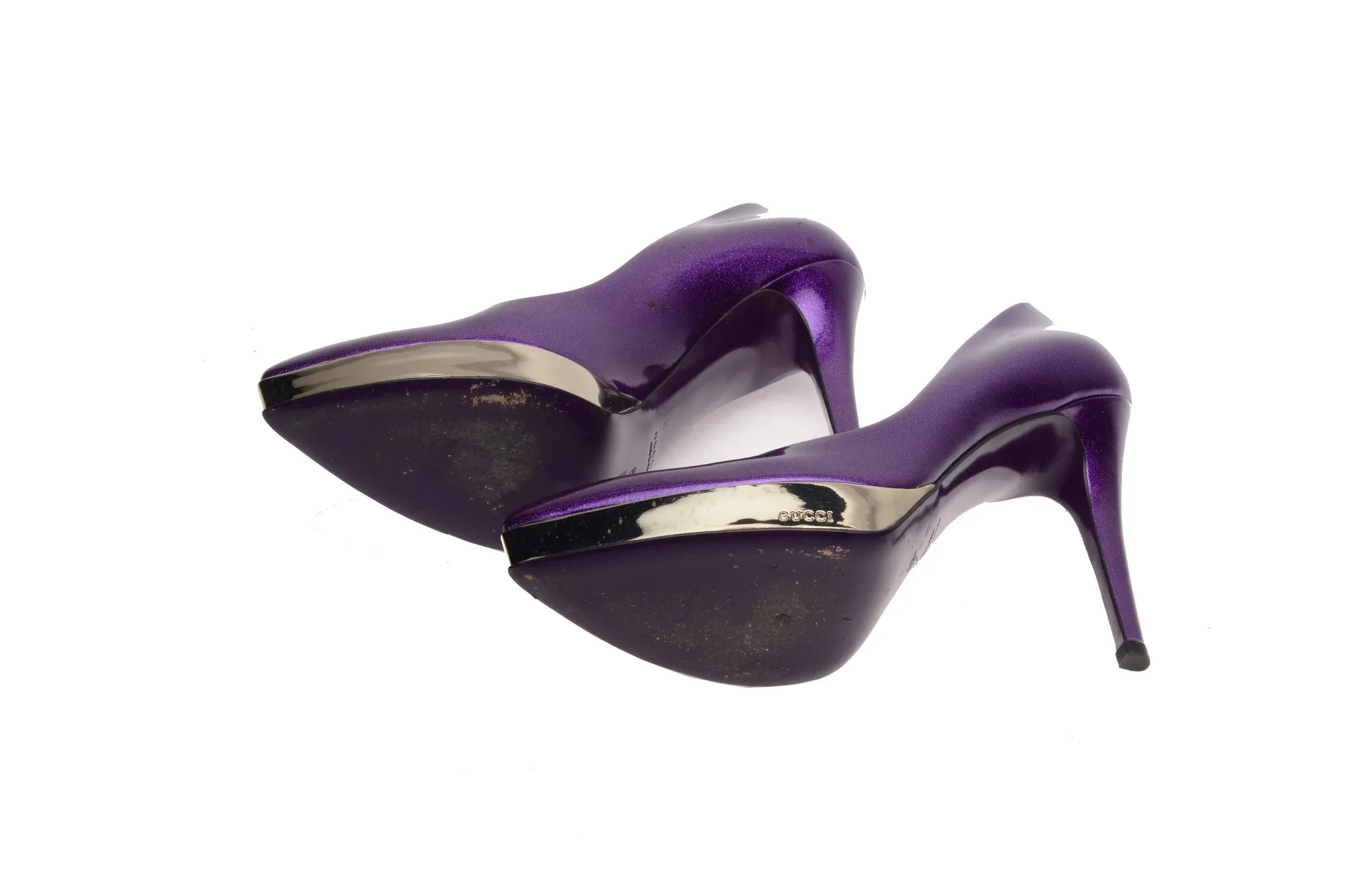 Iconic  Gucci - As Seen on the 2006 Runway Collection - Purple Sparkly Pumps with Gold Platform - US 8