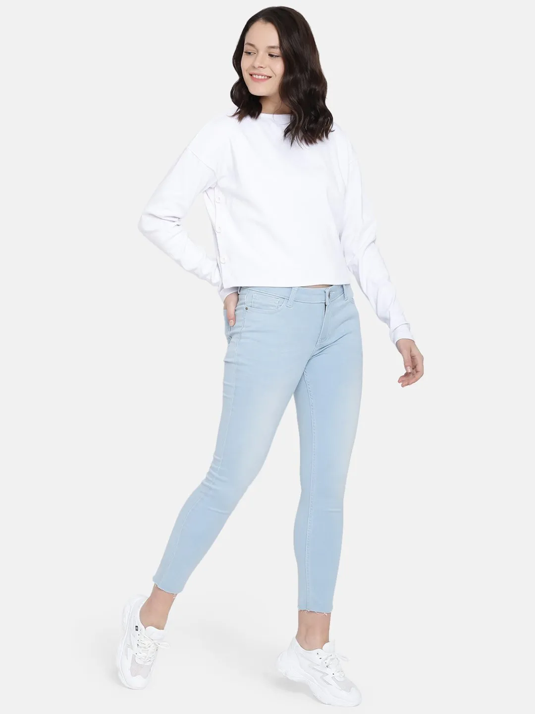IS.U White Side Button Knit Top