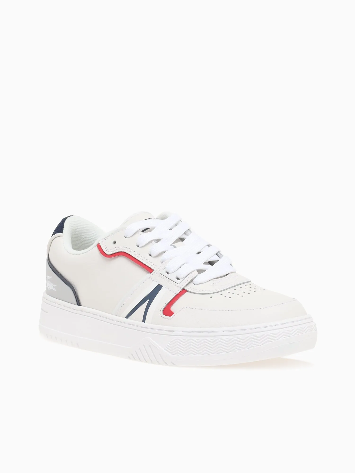 L001  Wht Nvy Red leather