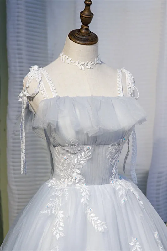 Light Grey 3 Styles Appliques Tulle Homecoming Dress
