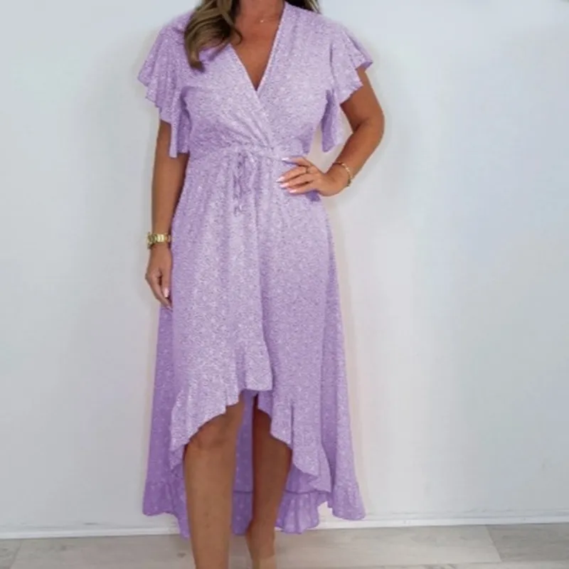  Limited time 50% off! Women's Resort Style V-Neck Polka Dot Ruffle Sleeve Dress