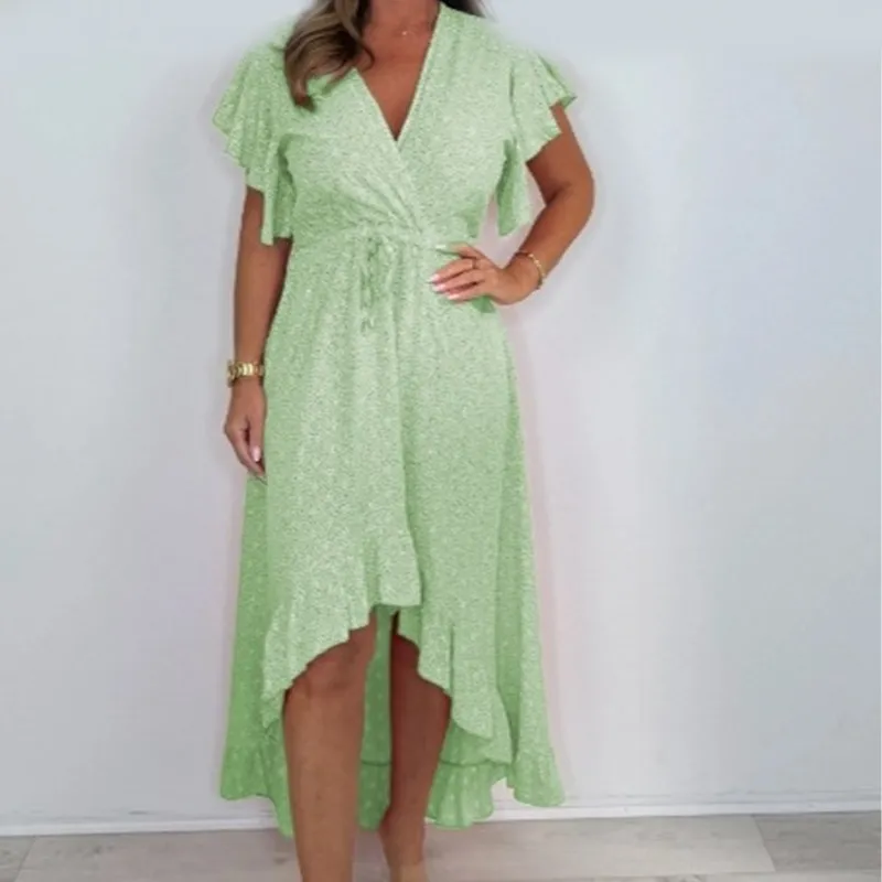  Limited time 50% off! Women's Resort Style V-Neck Polka Dot Ruffle Sleeve Dress