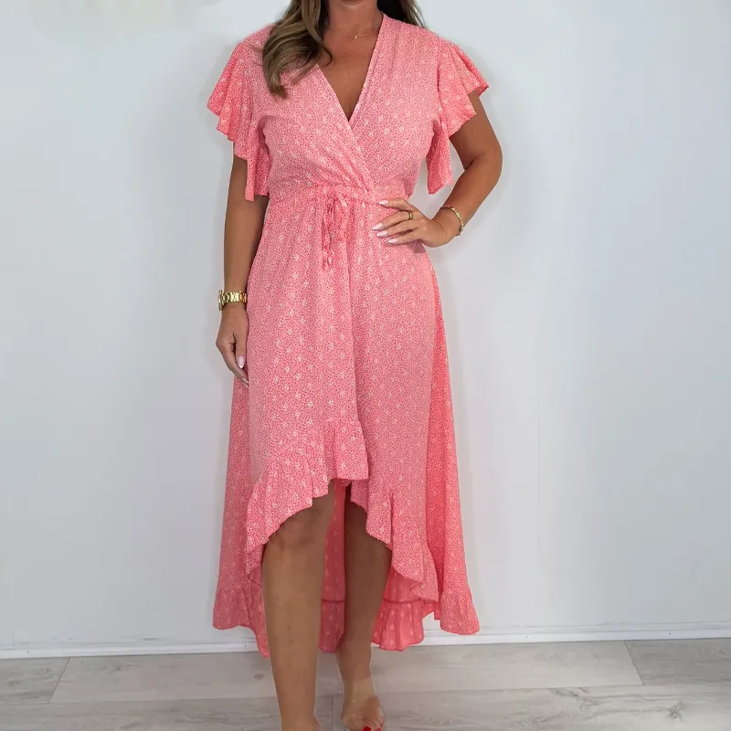  Limited time 50% off! Women's Resort Style V-Neck Polka Dot Ruffle Sleeve Dress