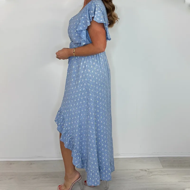  Limited time 50% off! Women's Resort Style V-Neck Polka Dot Ruffle Sleeve Dress