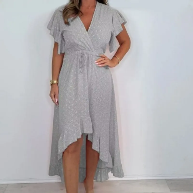  Limited time 50% off! Women's Resort Style V-Neck Polka Dot Ruffle Sleeve Dress