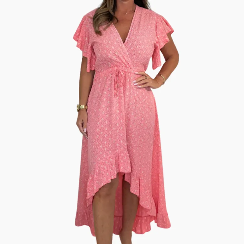  Limited time 50% off! Women's Resort Style V-Neck Polka Dot Ruffle Sleeve Dress