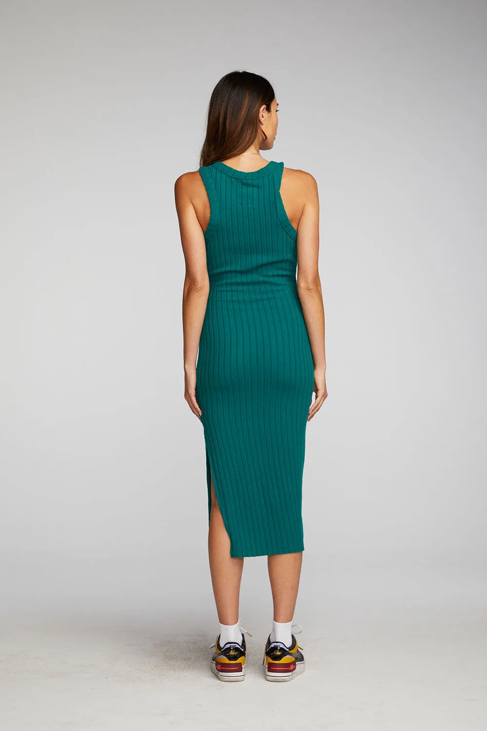 Poor Boy Rib Midi Dress with Side Slit