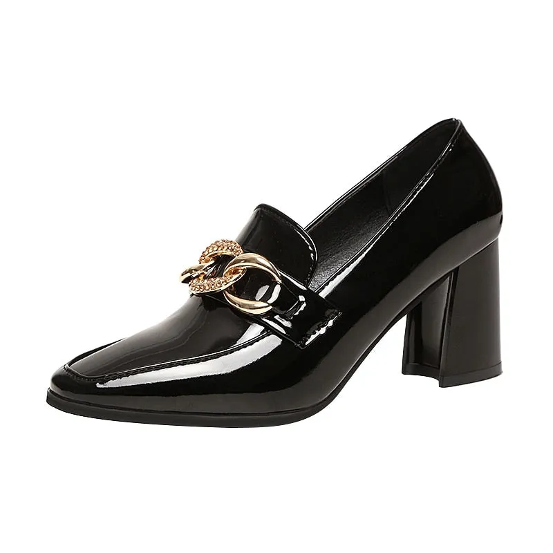 Purpdrank - New Pointy Sandals High Heels Dress Shoes Chain High Heels Women's High Heels Beige High Heels Office Shoes Zapatos Mujer
