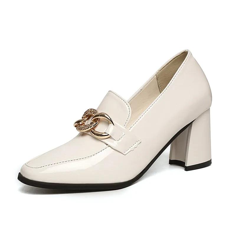 Purpdrank - New Pointy Sandals High Heels Dress Shoes Chain High Heels Women's High Heels Beige High Heels Office Shoes Zapatos Mujer