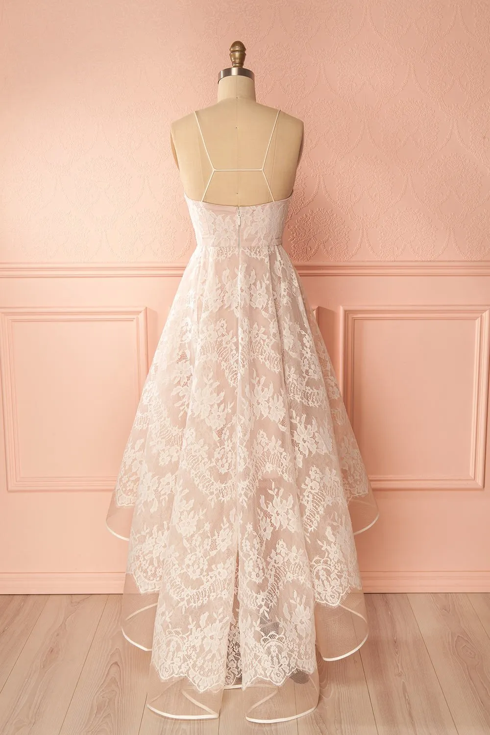 Sexy High-Low Spaghetti Straps Floor Length Sleeveless Long Tulle  Prom Dress/Evening Dress OHC131