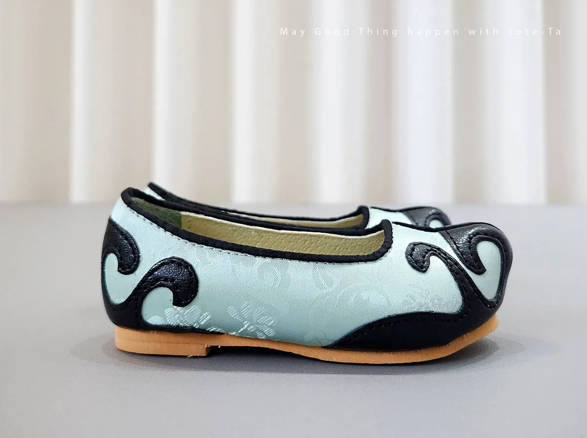 Traditional Baby Boy Hanbok Shoes in Mint & Black