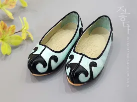 Traditional Baby Boy Hanbok Shoes in Mint & Black