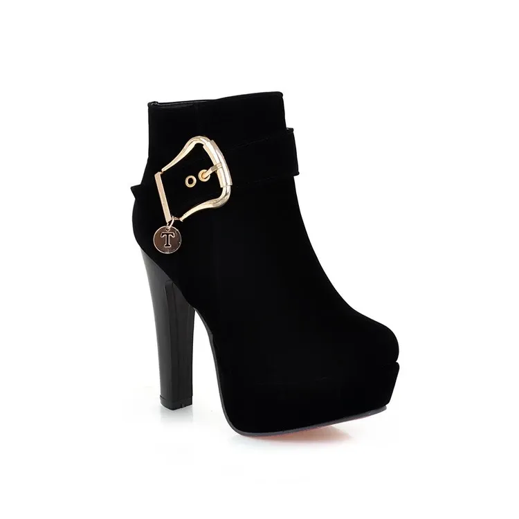 Velvet Booties with Buckle
