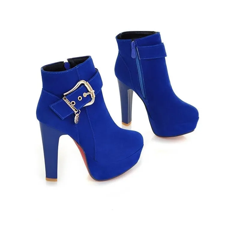 Velvet Booties with Buckle
