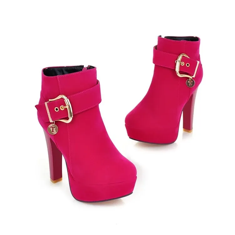 Velvet Booties with Buckle